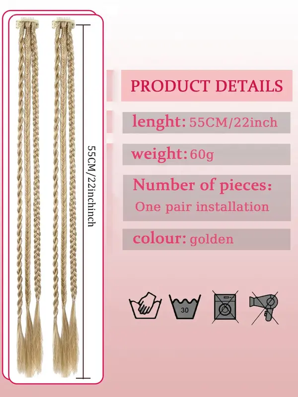 22 Inch Long Synthetic Hair Braids (2pcs), 6 Braids Natural Curly Hair Extensions for Women, Synthetic Hair Braids for Daily & Party Use 1