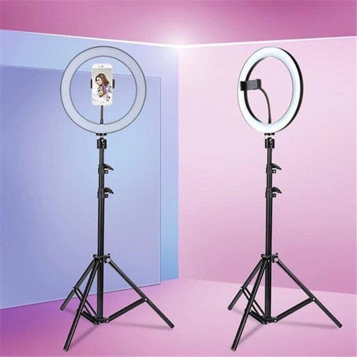 Bộ Phụ Kiện tripod + đèn led  3 chế độ (26cm), kèm kẹp điện thoại hỗ trợ ánh sáng livestream, quay video, Selfie chụp ảnh 2