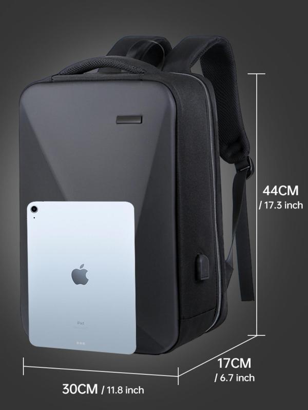Unisex Business Large Capacity Laptop Backpack with Hard Shell Design, Plain Color Laptop Bag for Work & Travel, Anti-theft Backpack with Lock for Computer 1