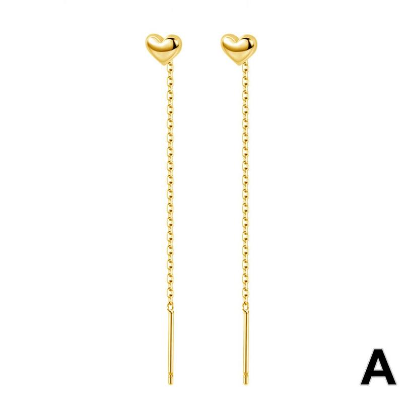 Product Introduction of 1Pair Heart Earrings Ins Temperament Long Heart-shaped Earrings Tassel K8Y8 21