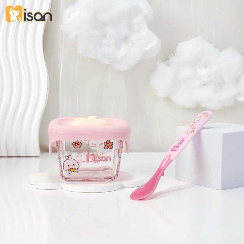 Set Hủ thủy tinh Misan + Thìa báo nóng Misan phục vụ em bé ăn dặm