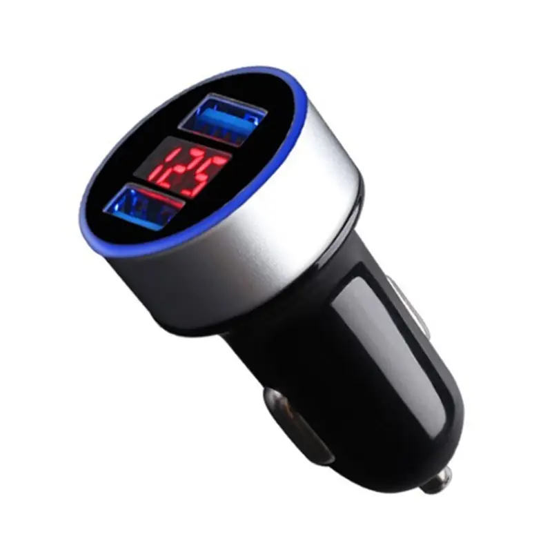 Bộ sạc ô tô USB kép, chất lượng cao, 3A, 2 cổng, với Màn hình LCD, đồng hồ đo điện áp, 12-24V, Ổ cắm bật lửa, bộ chuyển đổi bộ sạc ô tô 5