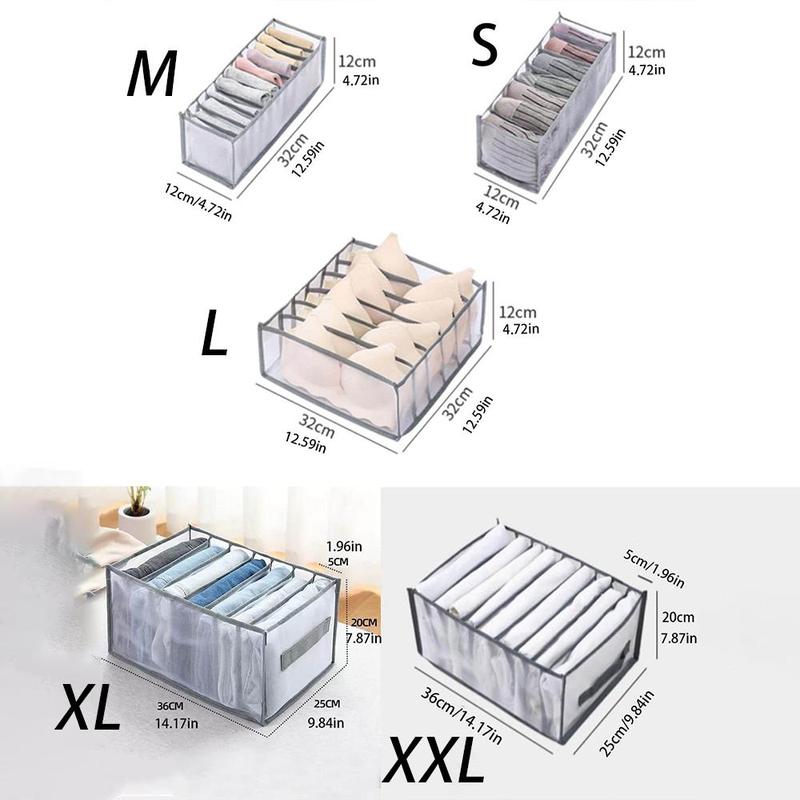 Foldable Cloth Storage Box With Handle & Compartments, Clear Multi Grid Flexible Drawer Organizer, Wardrobe Closet Storage Box For Bedroom Cloakroom 3