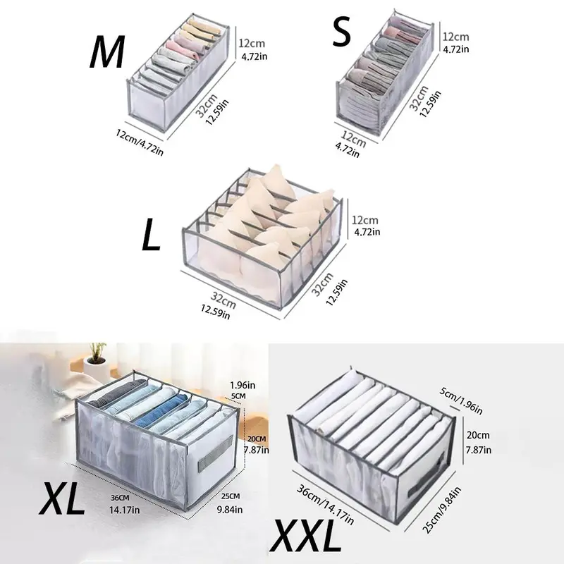 Foldable Cloth Storage Box With Handle & Compartments, Clear Multi Grid Flexible Drawer Organizer, Wardrobe Closet Storage Box For Bedroom Cloakroom 2