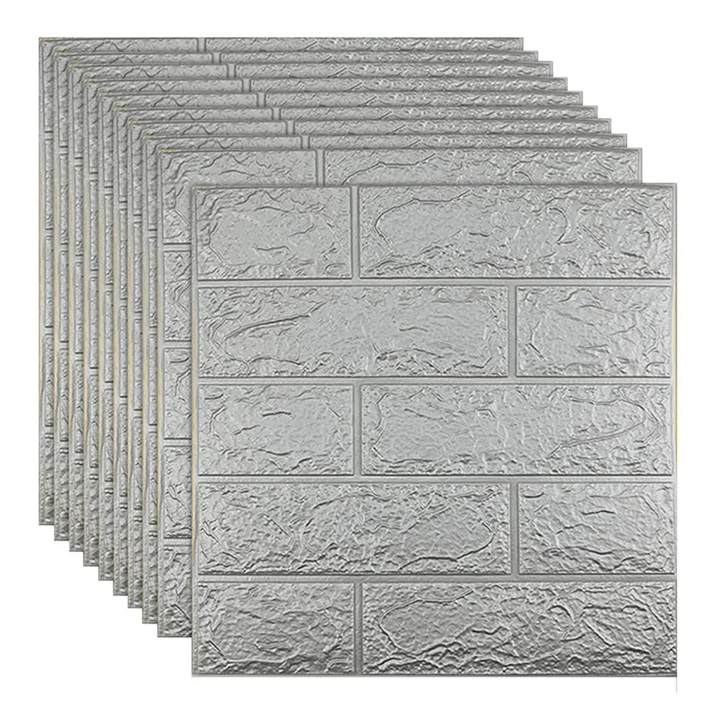 3D Self-adhesive Foam Brick Wall Sticker, Square Waterproof Textured Pattern Wall Decal, Wall Decor for Home Living Room Bedroom Bathroom Office Dormitory
