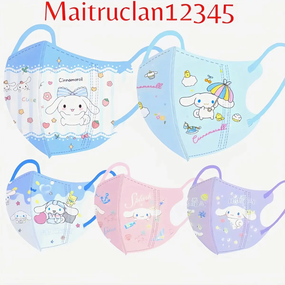 (2Size 0-8 Tuổi 6-30kg)(Combo 10/50 cái) Khẩu Trang In Hình Thỏ Cinnamoroll Dành Cho Bé Gái