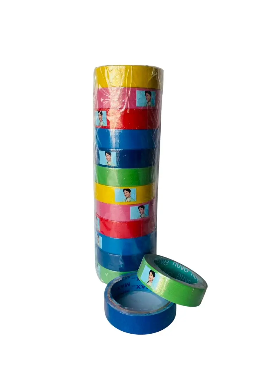 เทปผ้ากาวคละสีนูโว ขนาด 24MM*5Y แพ็ค 12 ม้วน