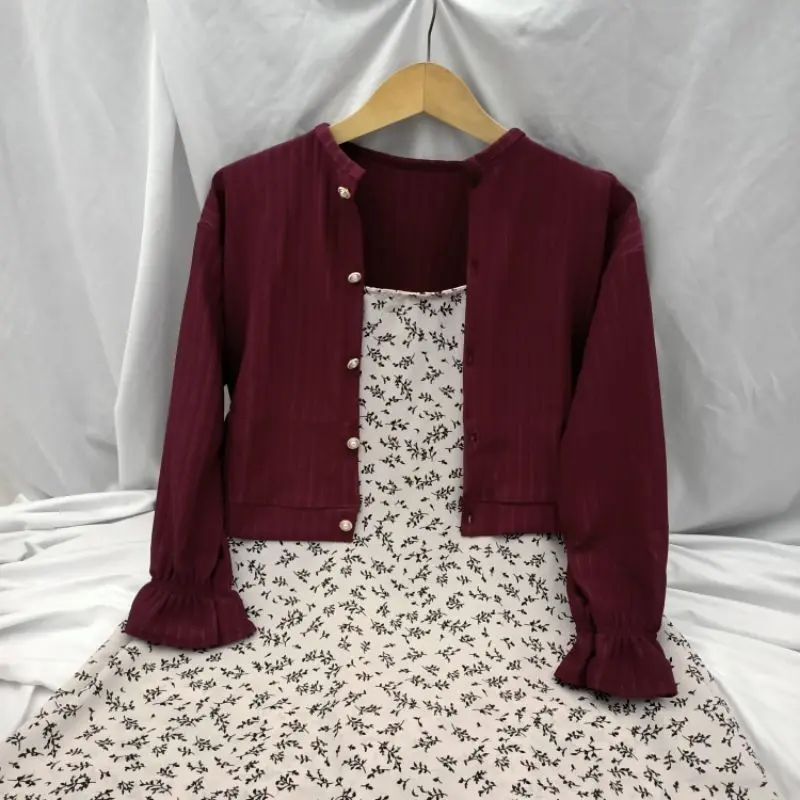 sheraa.id | SETELAN WANITA OVERALL MIX CARDIGAN / Atasan CARDY Kancing Crop KNIT HORNET Outer MIX OVERALL DRESS Panjang MOTIF FLORAL KOREAN STYLE 8