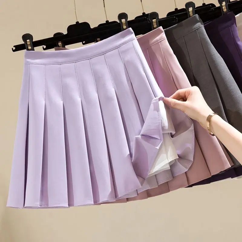 Chân Váy Xếp Ly, Màu Xám, Dành Cho Nữ, Hàng Mới Về Mùa Thu Và Mùa Đông, Chân Váy Chữ A, Phong Cách Preppy, Chân Váy Ins Siêu Hot