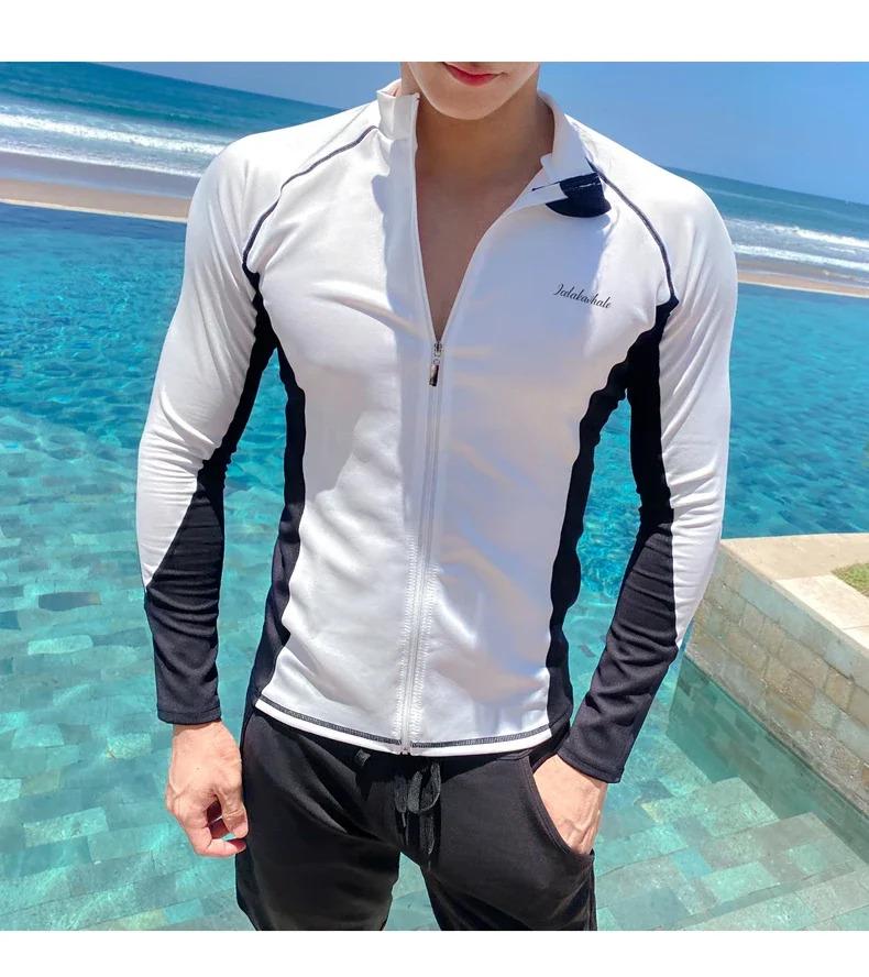 Product Introduction of Long Sleeve Rash Guards Swimwear Women 2024 Patchwork Couple Two-Piece Swimsuit Men Surfing Swimming Suit Beach Diving Bath Suit 39