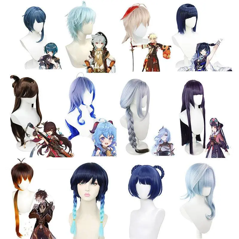 【Wetrose】 Genshin Impact Ganyu Raiden Wanderer Keqing Yelan Xingqiu Lumine Zhongli Nilou Nahida Kaveh Venti Hutao Raiden Klee Ayaka Kazuha Kuki Shinobu Ningguang Yae Miko Xiao Guizhong Lynette Lyeney Arlecchino Fatui Shenhe Wig Cosplay Costume Rambut