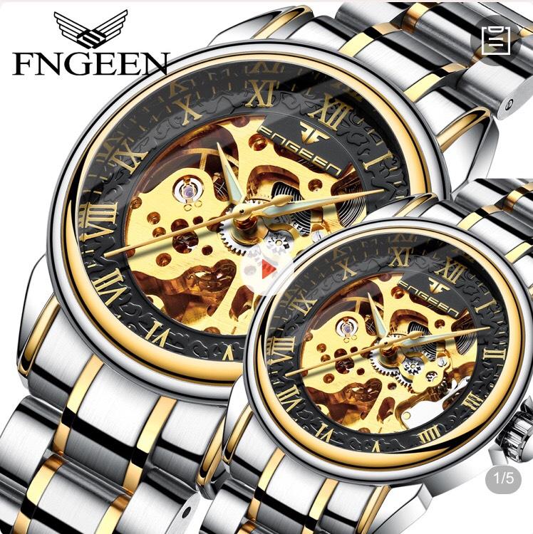 Đồng hồ cơ , CF4 Fngeen số la mã có dạ quang , mặt kính lồi đồng  hồ