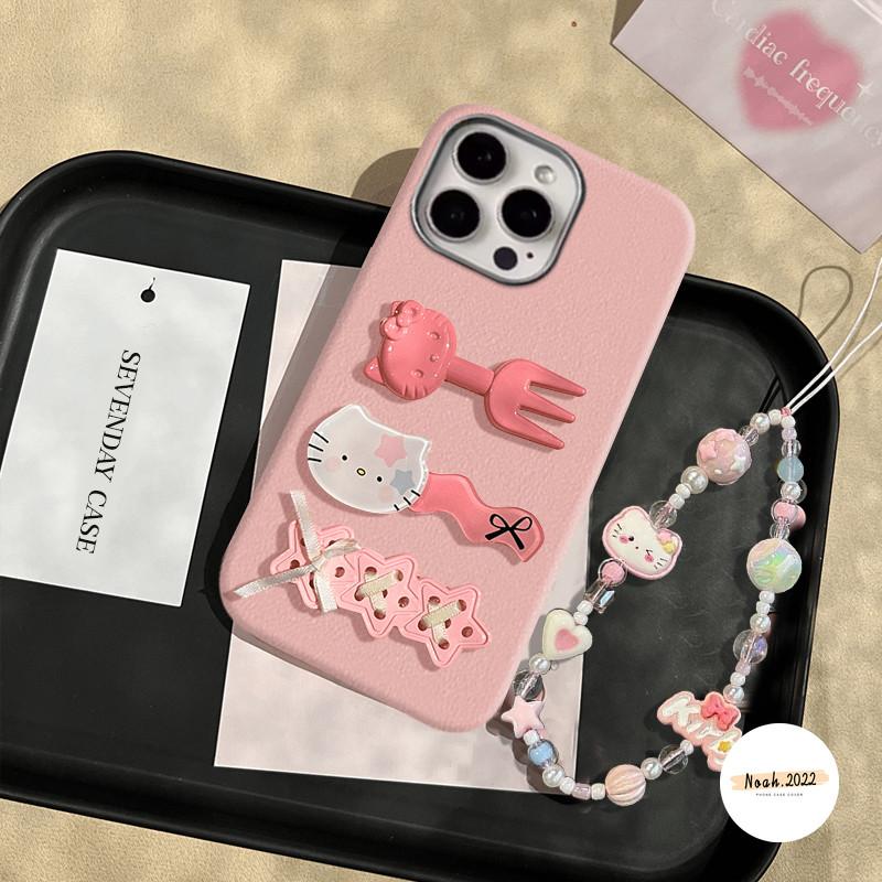 Dành Cho Redmi 14C 12C 10C 12 13 10 13C 9T 9 10A 9A 9C NFC A1 A2 A3 Note 11 11s 10s 13 8 12 9 10 Pro POCO C61 M3 C75 DIY Búp Bê 3D Dễ Thương Hello Kitty Da Mềm Ốp lưng với vòng tay Kitty