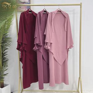 Pakaian Muslimah, Warna Pejal, Pakaian Cape, Gaya Muslimah, dengan Tudung Silat, LR591 dan HJ908