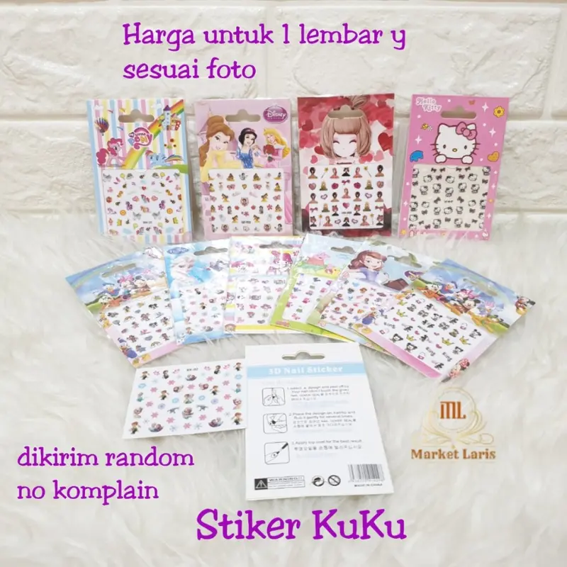 3pak Stiker kuku motif kartun nail art sticker lucu bagus 1