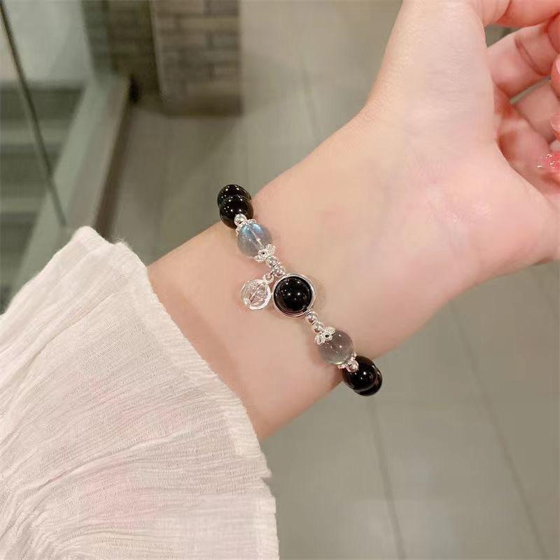 Vòng Tay Mắt Mèo Quả Cầu Zircon Màu Đen, Dành Cho Nữ, Vòng Tay Hạt Tròn, Phong Cách Tươi Mới Mùa Hè, Thanh Lịch Và Làm Sáng, Bạn Thân, Hàng Mới Về 3