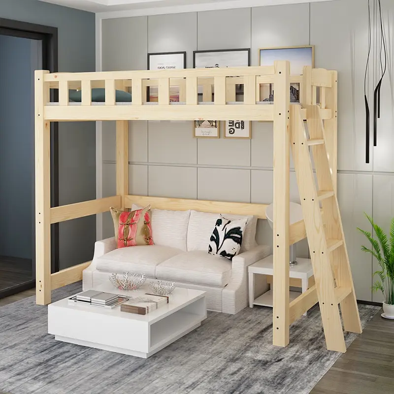 {SG Sales}Double Decker Bed Frame Double Bed Loft Bed High Low Elevated Bed Solid Wood Double Bed  Adult Modern Simple Space-Saving Multifunctional Children Height-Adjustable Bed