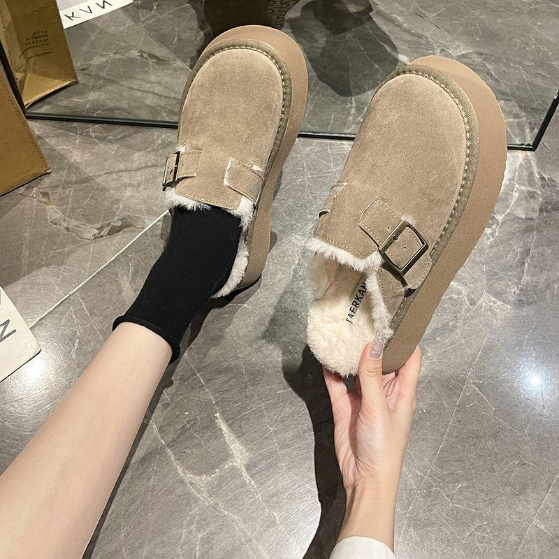 Product Introduction of Dép Lê Bên Ngoài Nữ, Furry, Tăng Chiều Cao, Boken Mới, Bít Mũi, Lót Lông Cừu Lười, Ấm Áp, Đế Lười, 20242024 3