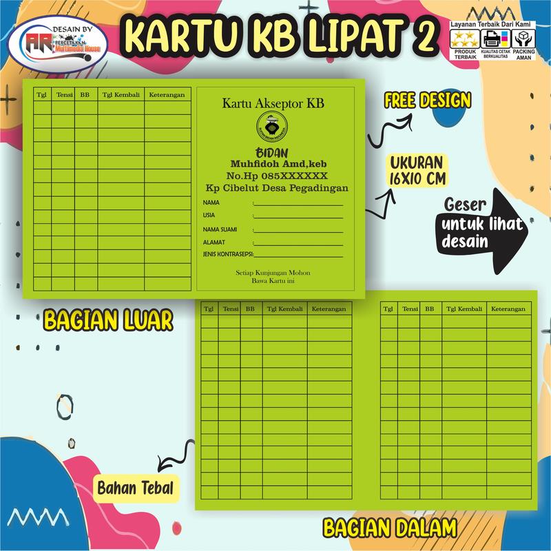 Kartu Akseptor KB - Kartu KB - Kartu KB lipat 2 - Kartu KB Bidan (1 ...