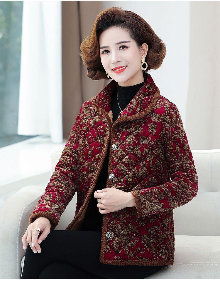 Product Introduction of Áo Khoác Độn Bông, Dành Cho Mẹ TRUNG NIÊN, Quần Áo Mùa Thu Và Mùa Đông, Thời Trang Quý Phái, Ngoại Cỡ, Nhung Ngắn, Ấm Áp, Ve Áo Hoa, Áo Khoác Độn Bông, Thích Hợp Cho Phụ Nữ Trung Niên 10