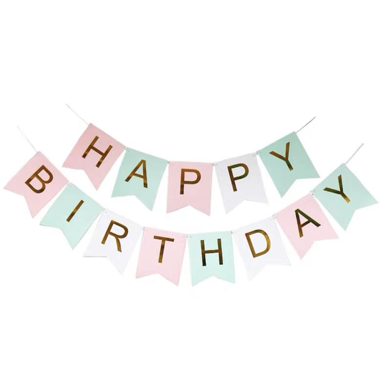 Product Introduction of HAPPY BIRTHDAY banner with gold letter HBD small banner DIY party decoration YAKARI partyneeds Ornaments 6