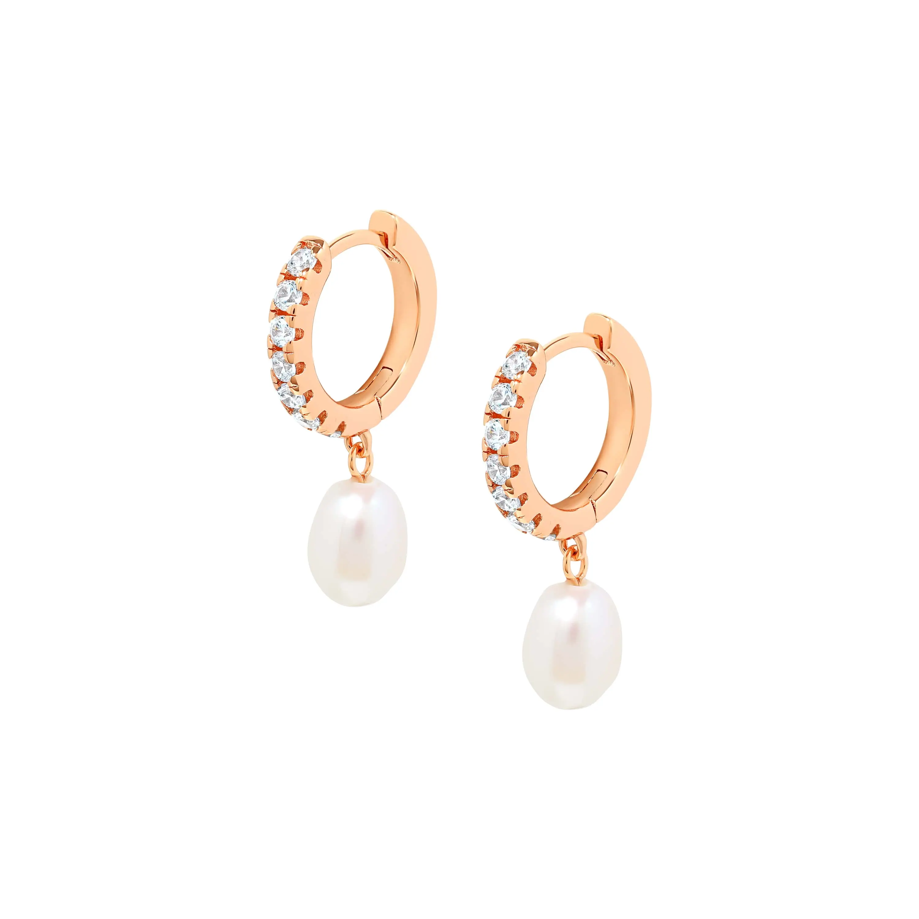 (Rose Gold) Dareth Pearl Hoops