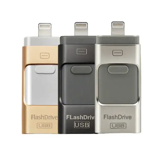 Wholesale 3in1 USB flash disk 16GB 32GB 64GB OTG USB flash drive 128GB pendrive for OTG iPhone