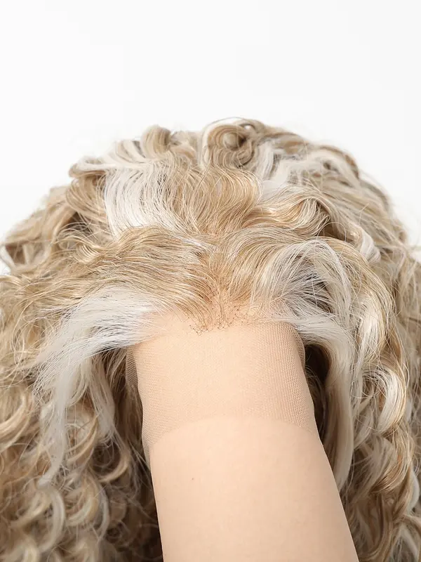 Long Wavy Wigs for Women, Gorgeous Fluffy Wigs without Bangs, Synthetic Lace Front Wigs for Party, Daily Use 8