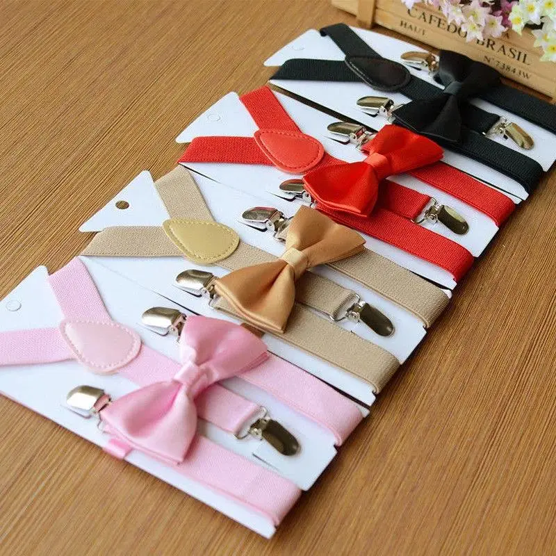 New Baby Boys Kids Suspender and Bow Tie Matching Set Children Tuxedo Wedding Suit Party Suit Boy‘s Accessories