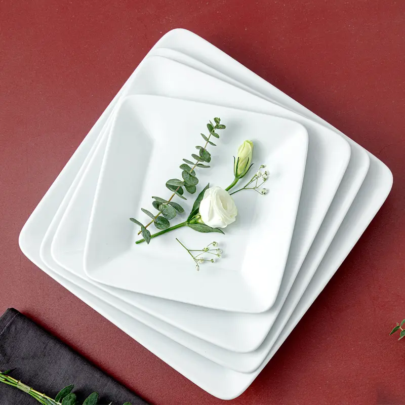 Đĩa sứ vuông trắng cao cấp Long Phương kích thước 17 cm và 20 cm 5