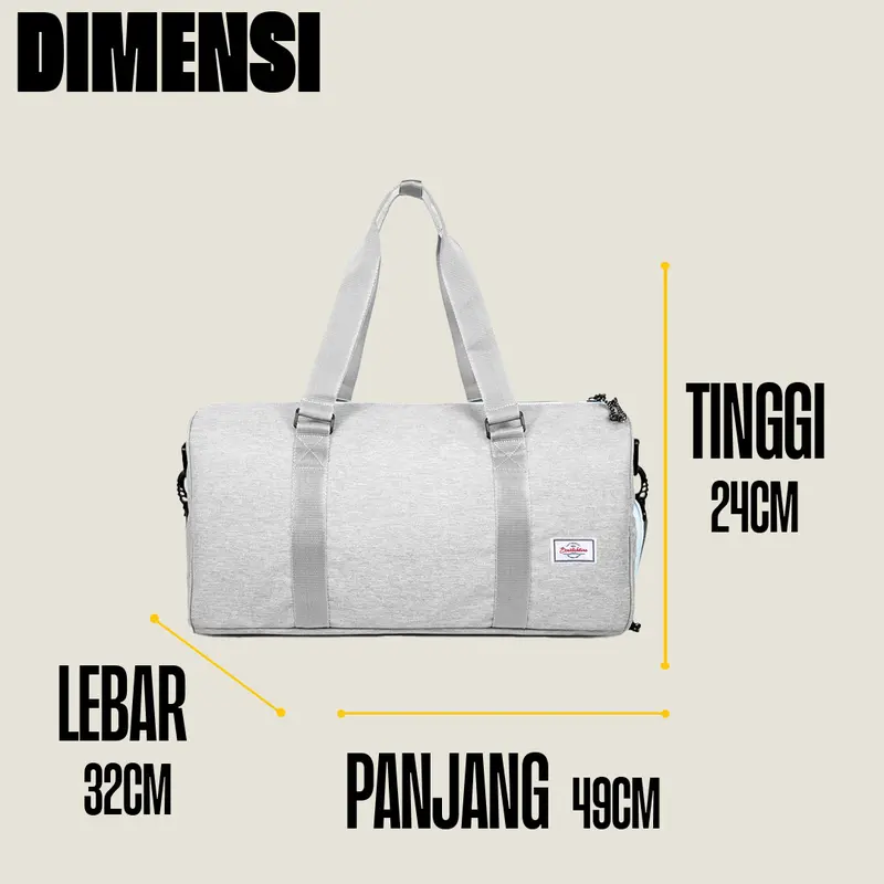 Scratchline Tourmaline Grey Duffle Bag Tas Travel Besar/Travel Bag Duffel/ Portable Gym Bag/ Tas Fitnes/ Tas Handcarry Duffle / Weekender Bag/Tas Travel Pria dan Wanita travel  bag 5