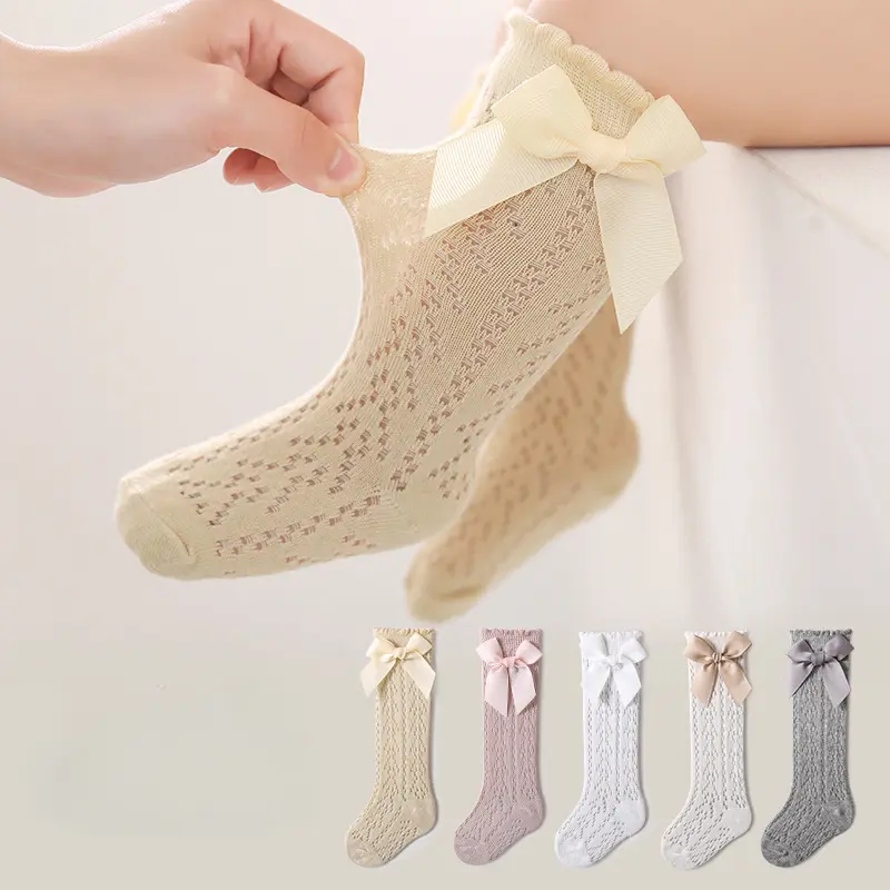 Baby Knee Socks Newborn Toddler Non-slip Socks Girl Fashion Bows Long Tube Socks