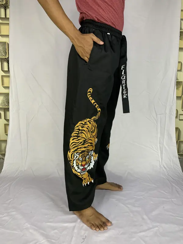 Celana komprang bordir macan kanan dan kiri saku resleting Karet Nyaman 4