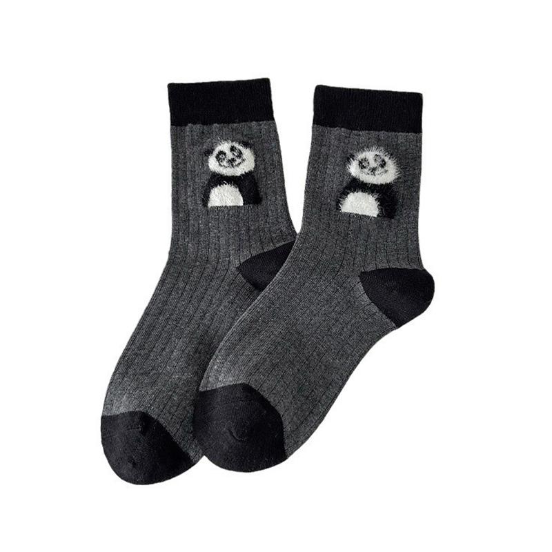 Product Introduction of Cute Animal Socks Cartoon Puppy Cat Trendy Autumn/Winter Cotton Yarns Flocking Plush Stockings Fashion Warm Casual Women's Socks 24