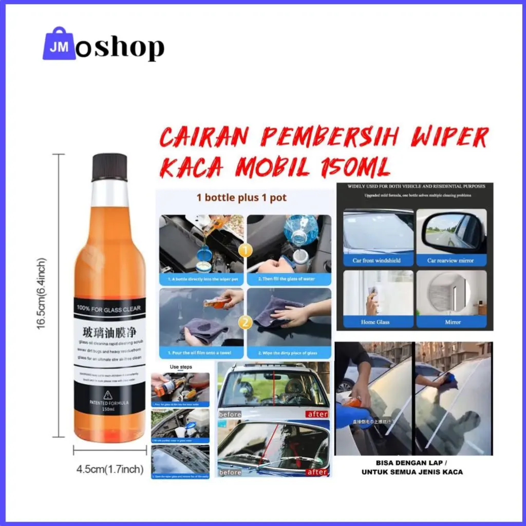 Cairan Pembersih Kaca Wiper Mobil Kilat Pembersih Jamur  Glass Car Oil Film Remover 150ML