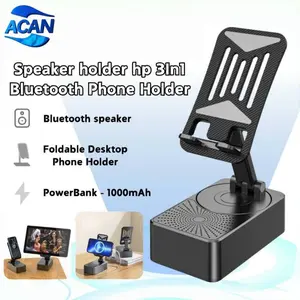 【ACAN】Speaker holder hp 3In1 Wireless Bluetooth Audio + Foldable Desktop Phone Holder + PowerBank,Adjustable