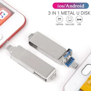 [Gantungan kunci gratis]3IN1 1TB/2TBlighting usb mirco type-c flashdisk Flashdisk OTG Tipe-C Metal Dual Port