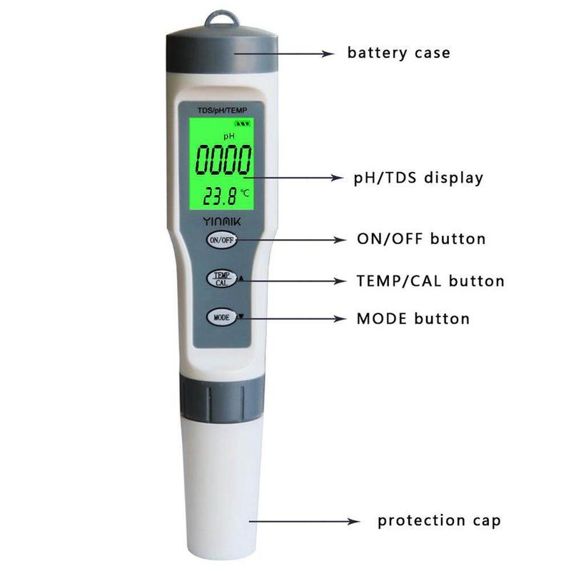 Máy đo ph nước 3 Trong 1 Thử TDS Ph Nhiệt độ Bút Thử Nước TDS Bộ Cho Bể Nước Uống,PH bể cá TDS nước uống Cây thủy canh