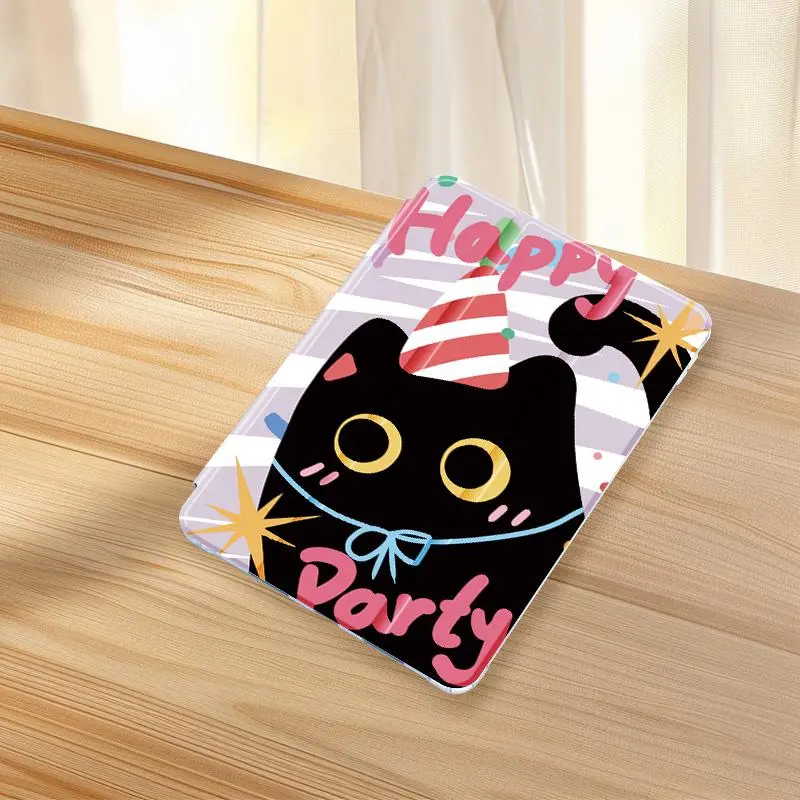 Cute Cat Pattern Tablet Case, Auto Sleep/Wake-Up Tablet Protective Cover with Pen Slot, Tablet Accessories Compatible with iPad 0