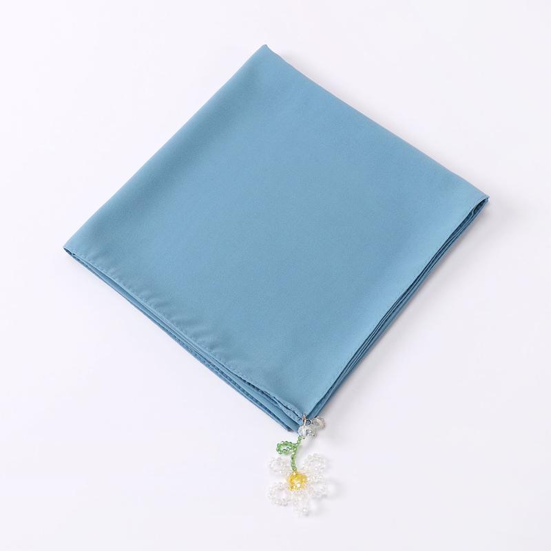 Product Introduction of Crystal flower pearl scarf | 90cm chiffon square | Hui sweet headscarf | Malaysian Internet red with | light luxury everything selendang  bahu sulam  shawl sahara  shawl selendang 16