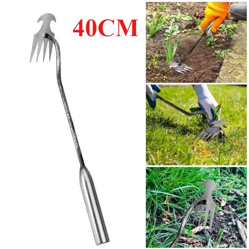 40CM Weeding garu Harrow/Alat Berkebun Multifungsi/Manual Weeding Hoe/Mini Alat Pencabut Rumput Liar Di Halaman Rumah /Garpu Taman Baja Karbon Alat Berkebun Berkwalitas Tinggi/Akar Tanaman Liar Manual/Garden cangkul kebun Alat Pencabut Rumput