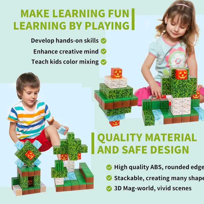 Đồ Chơi Xếp Chồng Khối Từ Tính, Montessori, Khối Xây Dựng Hình Khối Lập Phương, Khối Đồ Chơi Từ Tính Giáo Dục STEM Lắp Ráp Tự Làm, Thích Hợp Cho Bé Trai Và Bé Gái 3