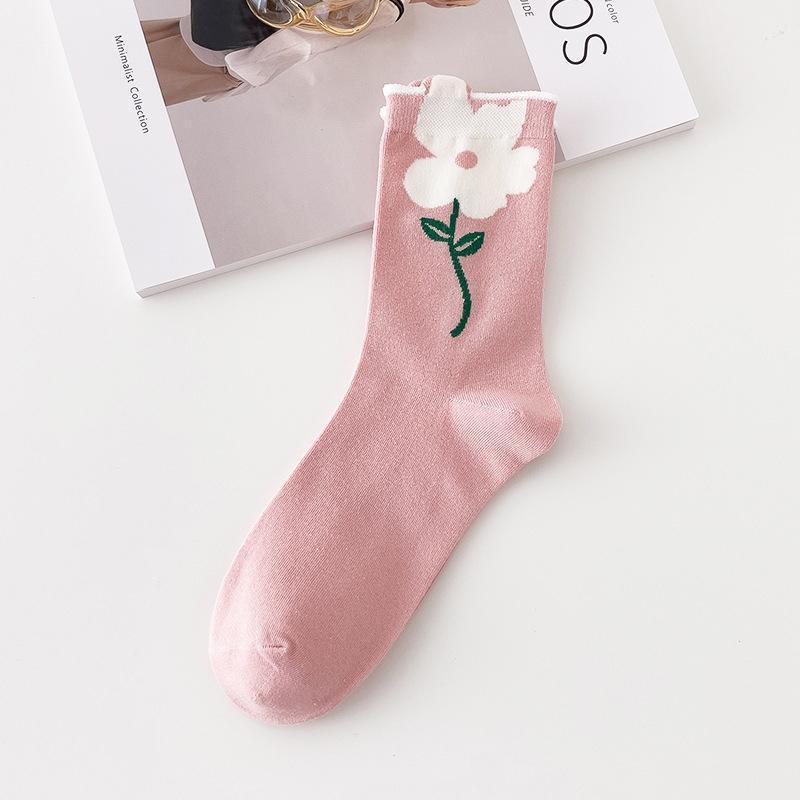 Product Introduction of Japanese Sweet Tulip Lovely Three-Dimensional Flowers Autumn Winter Socks South Korean Instagram Trend Literary Long Socks Woman Spring Womenswear 12