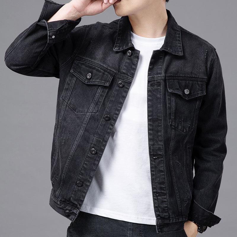 Áo Khoác Denim Thường Ngày Cho Nam, Hàng Mới Về Mùa Xuân Và Mùa Thu, Áo Khoác Dáng Rộng Phong Cách Hàn Quốc, Ngoại Cỡ, Áo Khoác Denim Hợp Xu hướng Quần Áo Nam 4