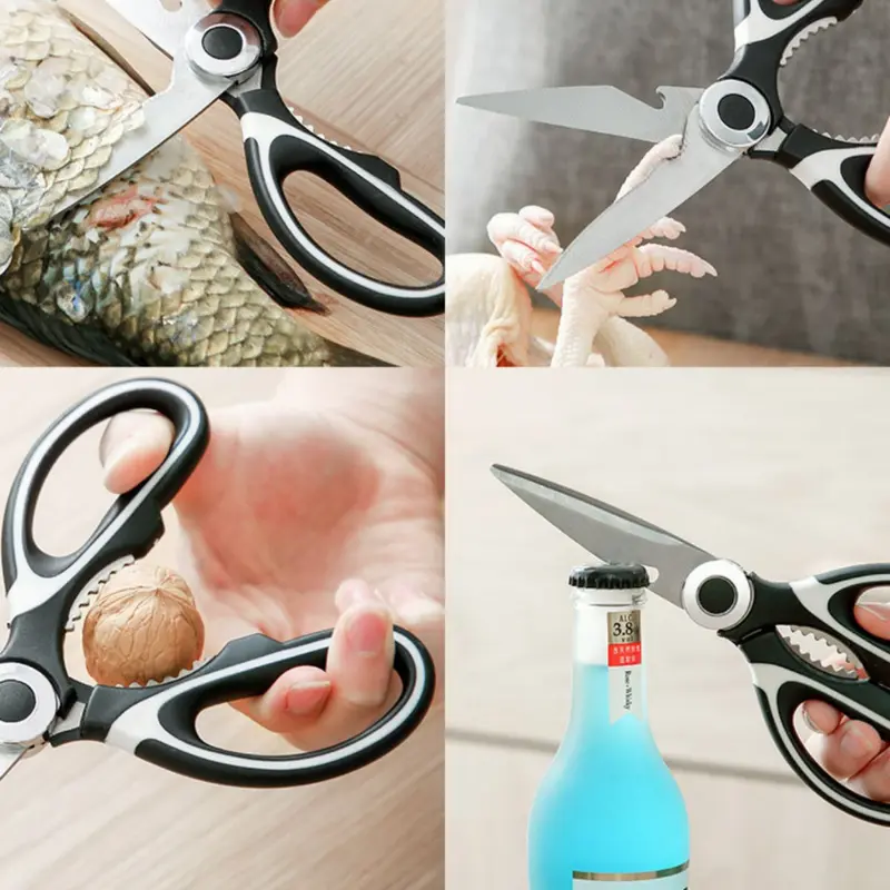 Gunting Dapur Super Tajam Gunting Serbaguna / Alat Pemotong Ayam Sayur Ikan Daging Stainless Steel / Kitchen Scissors Gunting Besar Pembuka Tutup Botol Kaleng Pemecah Walnut Food Grade / Perlengkapan Dapur Pisau Praktis Super Tajam Potong Cutting Knife 1