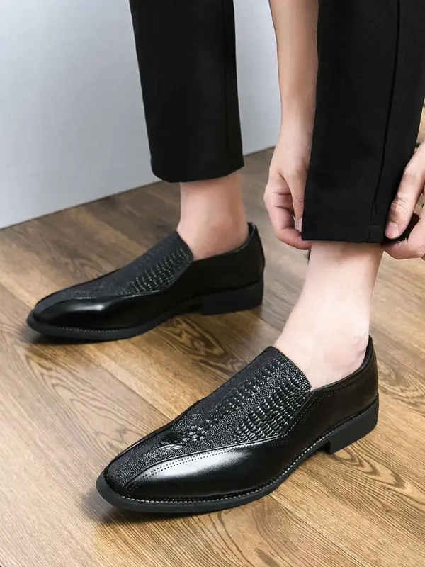 Men's Business Fashion Crocodile Embossed Slip-on Loafers, Casual Comfortable Loafers for Daily Wear, Breathable Non-slip Shoes for Men 3