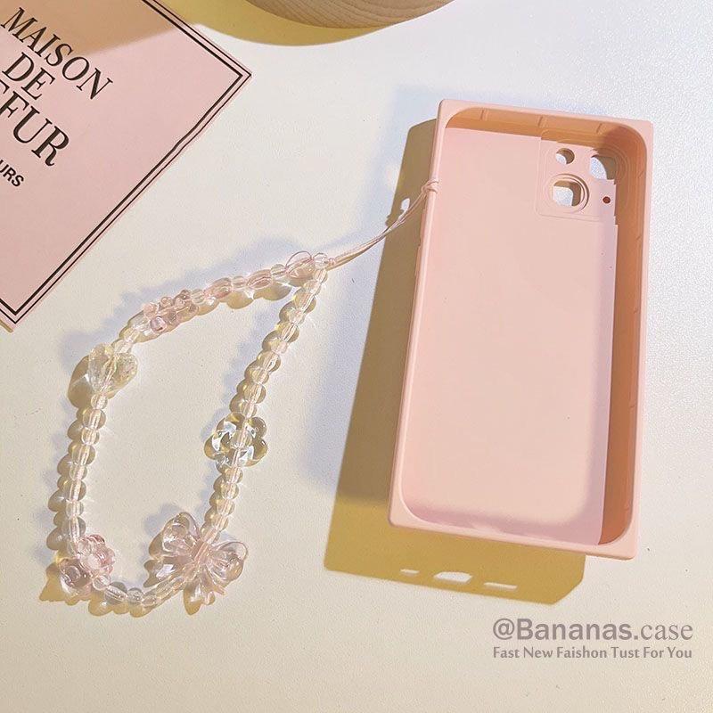 Phone strap chain lanyard colorful heart-shaped beaded AirPods sticker crystal pink anti fall phone charm 3