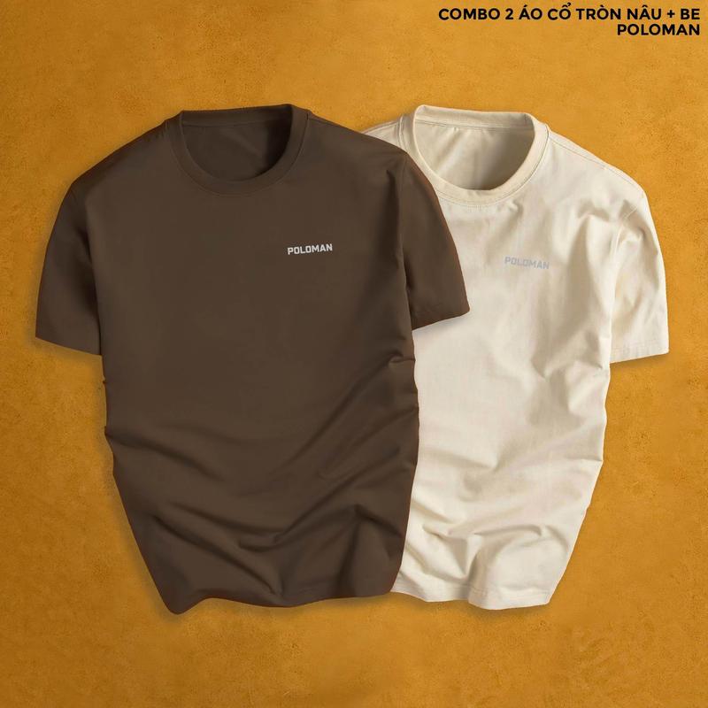 Áo thun trơn cổ tròn Poloman Full Combo vải cotton co dãn thoáng mát trẻ trung thanh lịch Menswear Tre