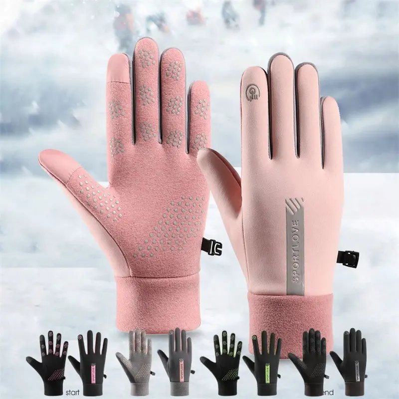 Winter Fleece Warm Cycling Gloves Knitted Men'S Warm And Plush Non Slip Cycling Women'S Gloves