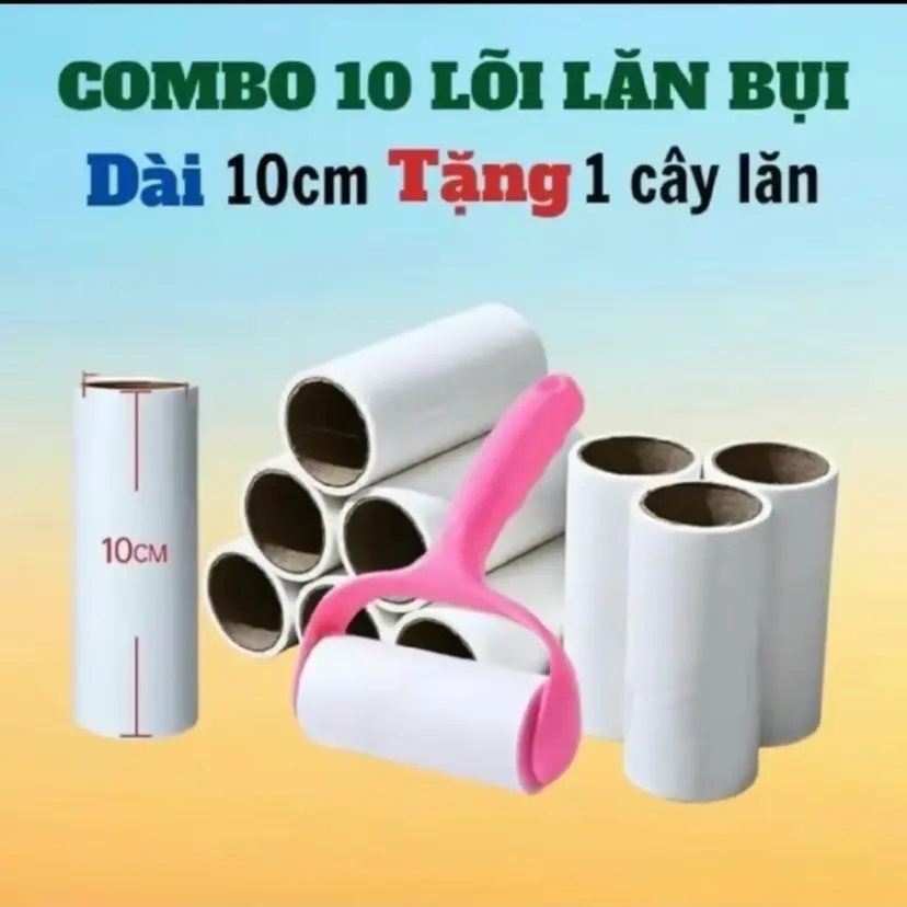 [ TẶNG Cây Lau ] COMBO 10 Lõi Keo Thích Thước 10cm - Đồ Phủi Bụi Ô Tô - Ghế Sofa - Quần Áo - Ga Gối Nệm